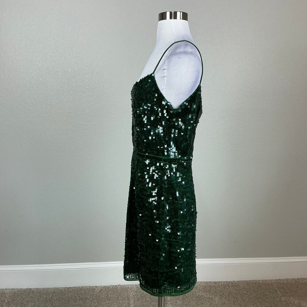 Mac Duggal 93646 Green Cocktail Party Dress Sequined V-Neck Mini Sheath Size 6 - Picture 6 of 13